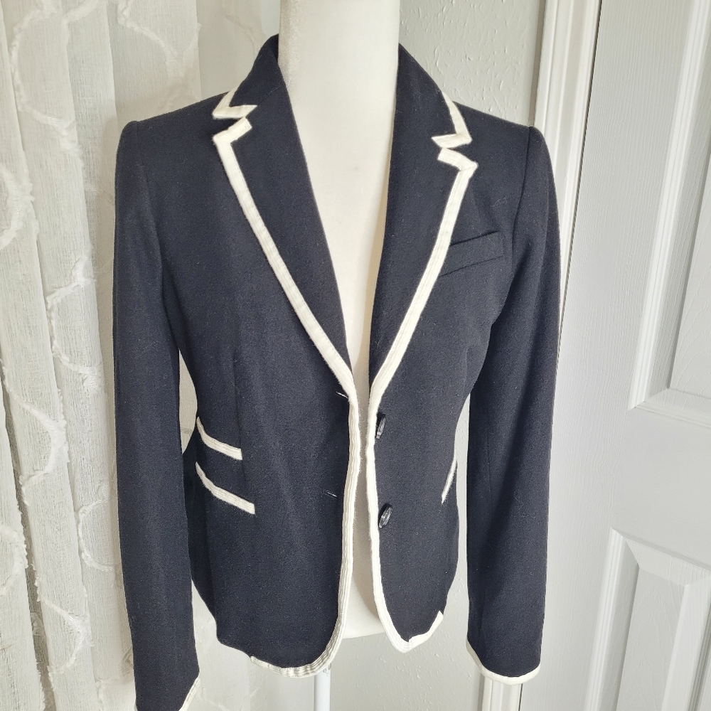 J.Crew black white stripe tuxedo pinstripe blazer coat jacket